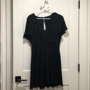 Black flutter sleeve dress